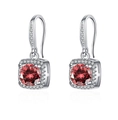 Pink square moissanite drop earrings with silver finish and white zircon stones - A Pair Of Red Diamond Led-122