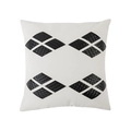 White faux leather square pillow cover with black woven diamond patterns in minimalist style - Black Series Faux Leather Pillow Cover 11