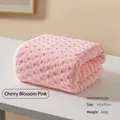 Absorbent coral fleece bath towel in cherry pink with pineapple grid texture, 140x70cm - Cloud / Hand Towel 30x30cm / Sakura Pink