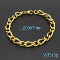 Catena cubana in acciaio al titanio dorato da 7 mm con chiusura a moschettone scuro - Chiusura a Moschettone 1-1 Catena Curb a Trama Lunga / 20cm / Oro