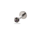 Titanium piercing stud featuring a rainbow zircon gem with a secure flat back design - Silver-Multicolor Zirconia