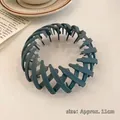 Sparkling velvet bird nest hair clip in deep green finish, 11cm diameter expandable size - Matte Grey Blue