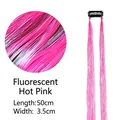 50cm fluorescent peach pink tinsel hair extension with black BB clip and PET laser glitter - Neon Peach