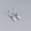 Orecchini a cerchio in argento 925 con pendenti rettangolari a stella e diamanti - Oro Bianco
