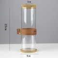23cm tall cylindrical glass hydroponic vase with cork lid, bamboo base and leather sleeve - Cylinder (8*23cm) with Brown Strap & Bamboo Mat
