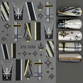 Dark aesthetic nail stickers featuring black butterfly wings and winter snowflake patterns - STZ-X055 Christmas Stripe Stars