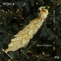 Sparkling gold foam peacock feather bird ornament for Christmas tree festive decoration - Gold