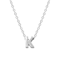 Elegant 925 sterling silver necklace featuring a polished letter K pendant on a fine chain - Letter K / White Gold