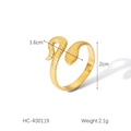 Detailed size view of gold snake-shaped stainless steel ring with 1.6cm inner diameter - Gold Textured Snake Style (HC-R30119)