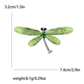 Green rhinestone dragonfly brooch in silver-tone alloy with size dimensions shown - Light Green
