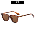 Retro tortoiseshell round frame sunglasses with dark brown polarized lenses C5 style - Leopard / Brown