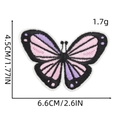 Detail view of pink butterfly embroidered patch with dimensions 6.6cm x 4.5cm and weight - Butterfly Patch 13#