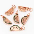 Set of watermelon slice pendants in rose gold with green cubic zirconia accents - Rose Gold Watermelon