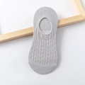 Light grey cable knit cotton invisible socks with ribbed cuff for women breathable mesh - One Size / Gray