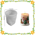 Molde de silicona para velas de Navidad con relieve de muñeco de nieve y árbol - Cilindro con Relieve de Elementos Navideños