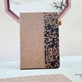 Eco-friendly A5 cork notebook with two-tone natural wood and black texture design - A5 Natural Wood Splicing Black Wood Grain