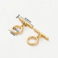 Macro view of 14k gold-plated OT toggle clasp showing 16.8mm T-bar and 10mm ring size - 18K Thin Round OT Clasp - 2Pcs/Pack