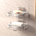 Double-layer wall-mounted soap dish in transparent acrylic with a gold metal trim - Double Layer - Clear Transparent