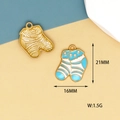 Blue striped enamel sock pendant in gold finish with 21x16mm size and 1.5g weight details - 21x16mm / Blue Baby Sock