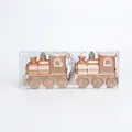 Set di 2 ciondoli a forma di treno di Natale color champagne con glitter bianchi - Stile Trenino/2 Pezzi