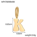 Detailed view of golden stainless steel K-letter pendant with precise 0.85cm dimensions - Letter-K / Gold