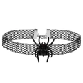 Detailed view of black lace choker featuring a spider pendant with red eyes and silver clasp - 12# Realistic Red Eye Spider