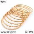 Set of 9 gold twisted stackable bracelets in stainless steel, 70mm inner diameter - 9 Rings Rose Gold