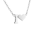 Collana minimalista d'argento catena a O con pendente iniziale I e cuore - I-Acciaio