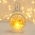 White Christmas lantern with warm LED light and reindeer snow scene decoration - White Elk