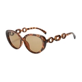 Chic tortoiseshell cat eye sunglasses with gold chain temples and brown lenses - Tortoiseshell Frame Tea Lens