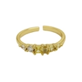 18K gold adjustable open ring featuring alternating clear and amber baguette crystals - Adjustable Open / November
