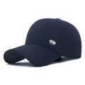 Donkerblauwe winter honkbalpet voor heren met fleece voering en oorbescherming - Marineblauw / Verstelbaar