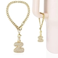 Golden letter Z zircon bubble pendant charm with cuban chain for tumbler handles - Letter Z