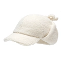 Casquette de baseball blanche en polaire sherpa avec protège-oreilles et nœud déco - Réglable / Blanc Cassé