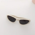 Kids Y2K cat eye sporty sunglasses with cream frames and dark grey lenses - Off White