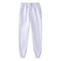 Men's solid white fleece knit joggers with adjustable drawstring and ribbed cuffs - S / White