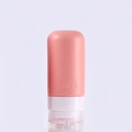 Flacone da viaggio in silicone rosa da 60 ml con tappo bianco per cosmetici - Cilindrico 60ml / Rosa