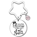 Portachiavi a stella in acciaio inox con gemma rosa e ciondolo Big Sister - Stile anello a stella con gemma rosa (JR01)
