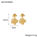 Detail view of gold stainless steel fishtail earrings with size and weight dimensions - Irregular Layered Metal Style (BE47636BW0)