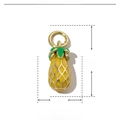 Detail view of a 15mm pineapple charm made of copper and yellow enamel with dimensions - Pineapple Style (VH559)