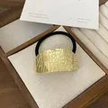 Golden punk hair tie with irregular geometric texture on high elastic black band - 15# Gold Textured Arc