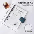 Mist blue A5 transparent PVC 6-hole loose-leaf notebook with 90 lined sheets - A5 Black Binder (without Insert)