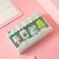 Cartoon Hasen-Eis-Radiergummi-Set mit Minz- und Rosa-Dessertformen in PVC-Box - Nachtisch Kaninchen - Grün