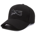 Classic black baseball cap featuring premium white 3D letter embroidery and a structured crown - Black with Black Embroidery