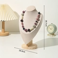 Beige fabric bust jewelry display with wooden base and dimensions 30.7x18.9 cm - Large Size Beige Velvet