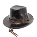 Sombrero de vaquero occidental de cuero PU marrón oscuro con patrón de cocodrilo - M (56-58cm) / Marrón