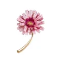 Pink and magenta enamel daisy brooch with gold flower stem and textured core detail - Pink Daisy XD9417-1