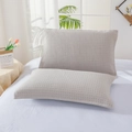 Pair of breathable waffle-weave cotton pillowcases in light beige color with straps - Regular/1 Piece / Polka Dot Grey Waffle