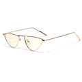 Cat eye sunglasses with light gold metal frame and pale yellow transparent lenses - Gold Frame Tea Lens