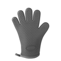 Gray heat resistant silicone oven mitt with anti-slip heart texture and hanging loop - 105g Version / Gray